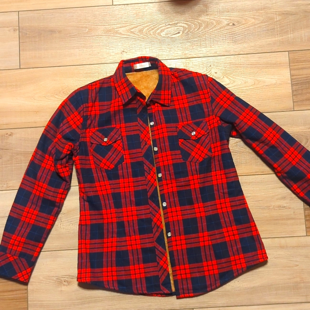 Plaid shirt button jacket